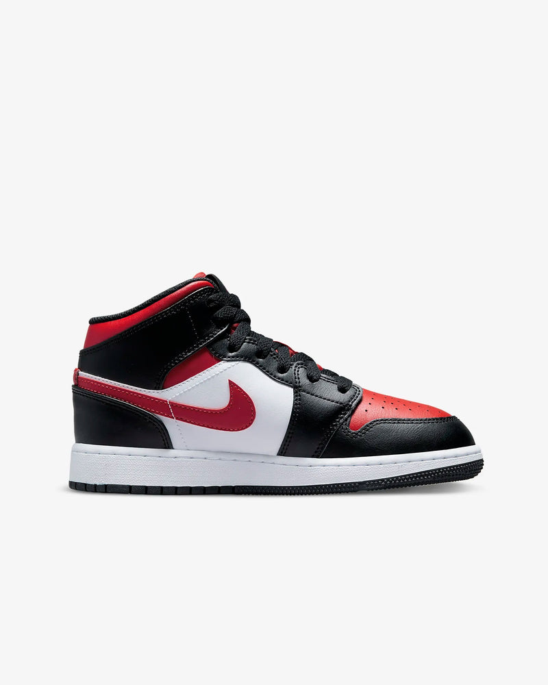 Nike Air Jordan 1 Mid Fire Red Bred Toe White