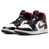 Nike Air Jordan 1 Mid Black Sail Gym Red (W)