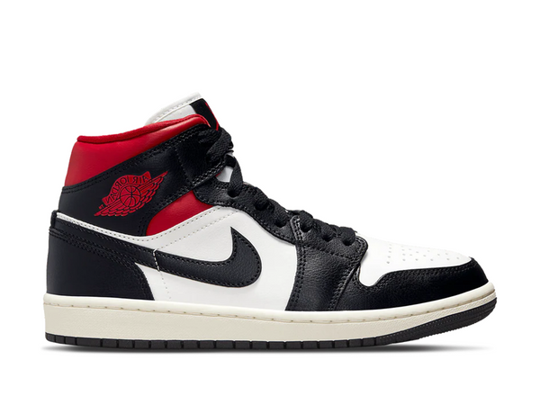 Nike Air Jordan 1 Mid Black Sail Gym Red (W)