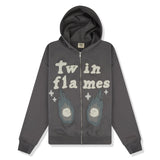 Broken Planet Twin Flames Zip Up Ash Grey Hoodie