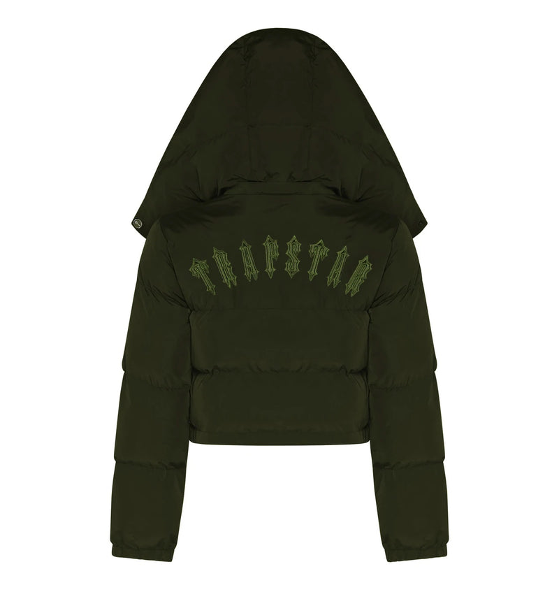 Trapstar Women's Irongate Detachable Hooded Puffer Jacket - Olive