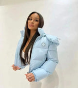 Trapstar Women's Irongate Detachable Hooded Puffer Jacket - Ice Blue