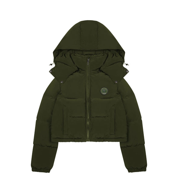 Trapstar Women's Irongate Detachable Hooded Puffer Jacket - Olive