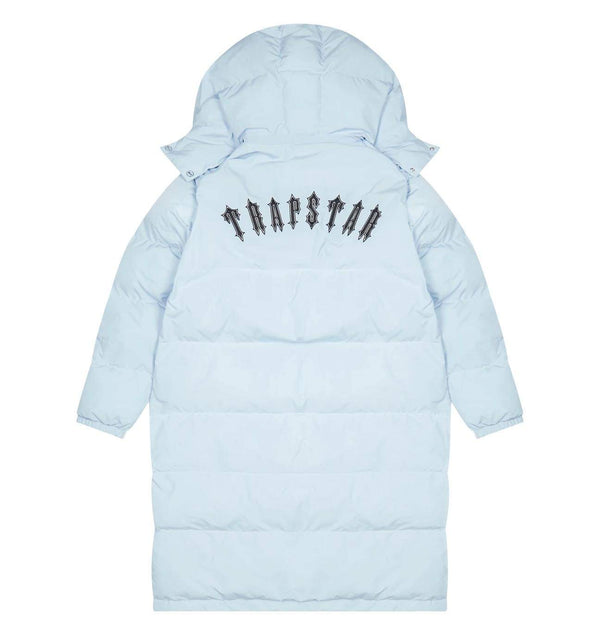 Trapstar Long Irongate Detatchable Hooded Puffer Jacket - Ice Blue