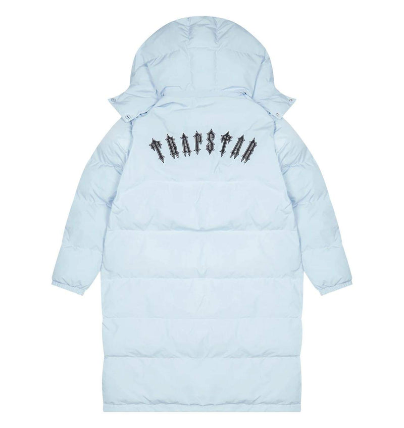 Trapstar Long Irongate Detatchable Hooded Puffer Jacket - Ice Blue